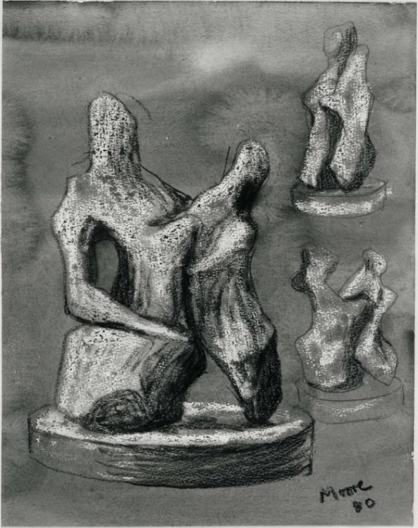 Idea for Sculpture: Three Studies of Mother and Child Group
