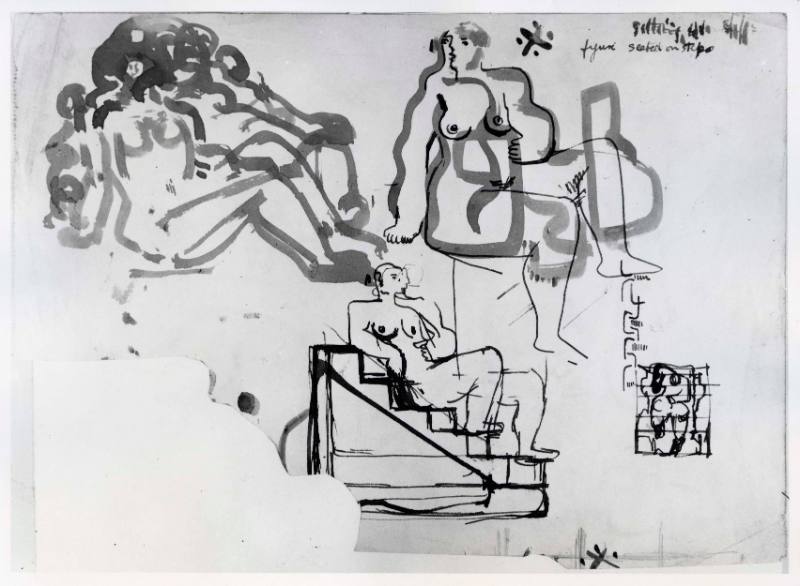 Ideas for Sculpture: Figure Seated on Steps