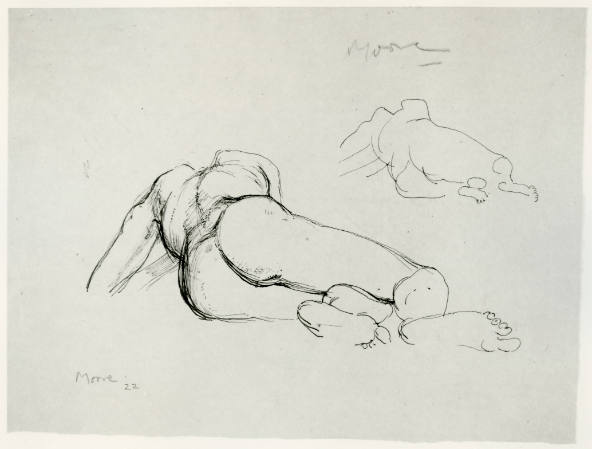 Two Studies of Reclining Nude, Back View