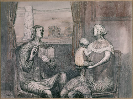 Girl Reading to a Woman and Child