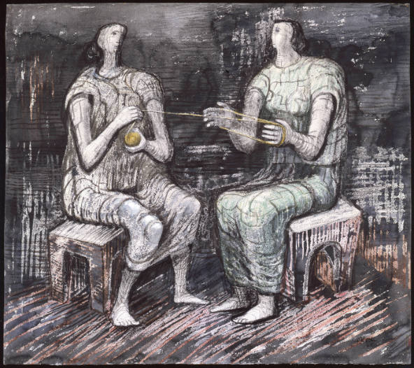 Two Women Winding Wool