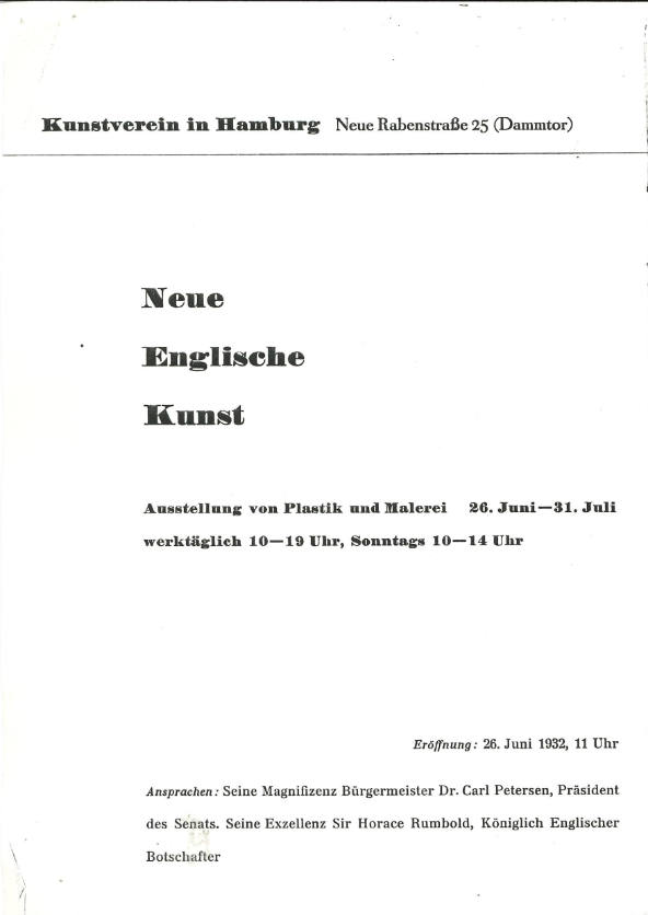 1932 Hamburg, Neue Englische Kunst