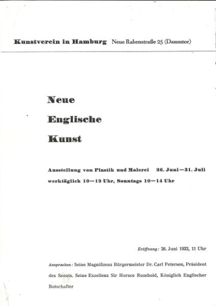 1932 Hamburg, Neue Englische Kunst