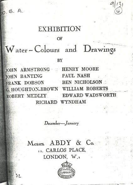 1931-32 London, Abdy Gallery, Exhibition of Watercolours and Drawings