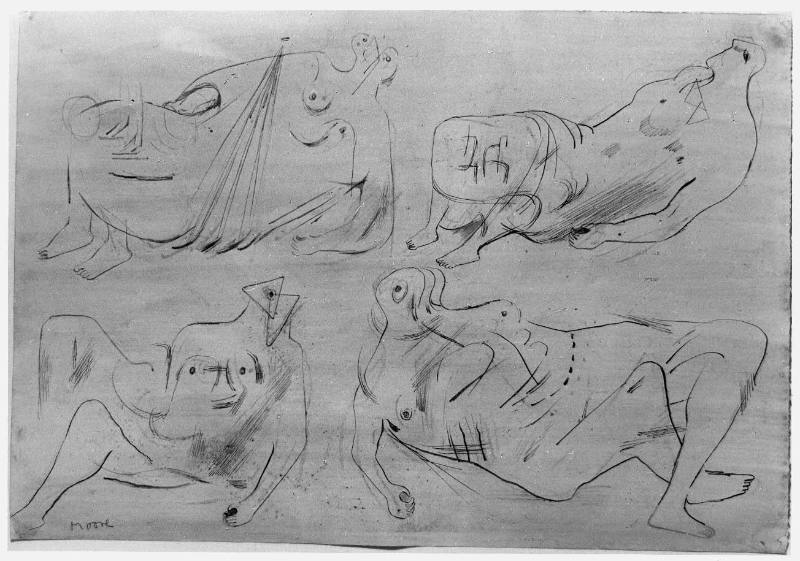 Drawing for Sculpture: Reclining Figures
