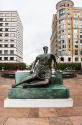 <i>Draped Seated Woman</i> in her current position in Cabot Square, Canary Wharf, East London.