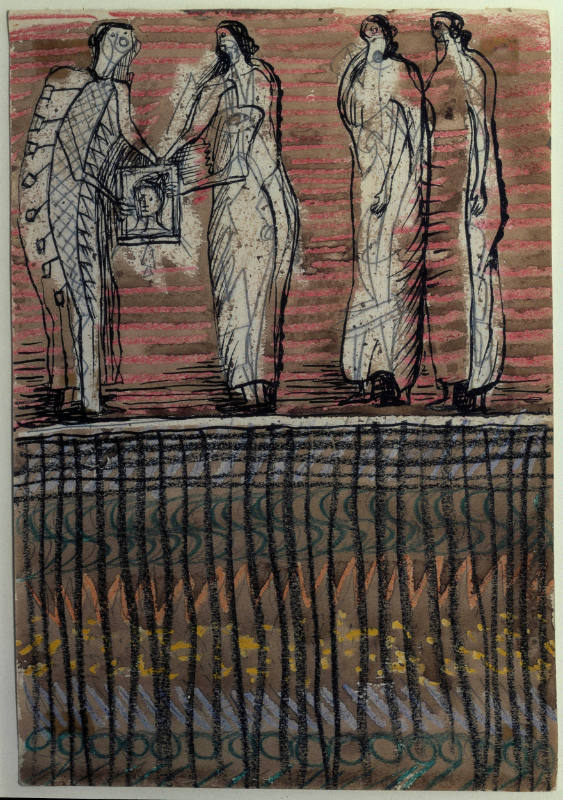 Textile Design: Standing Figures with Picture