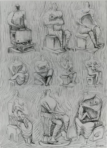 Seated Figures and Mother and Child Studies