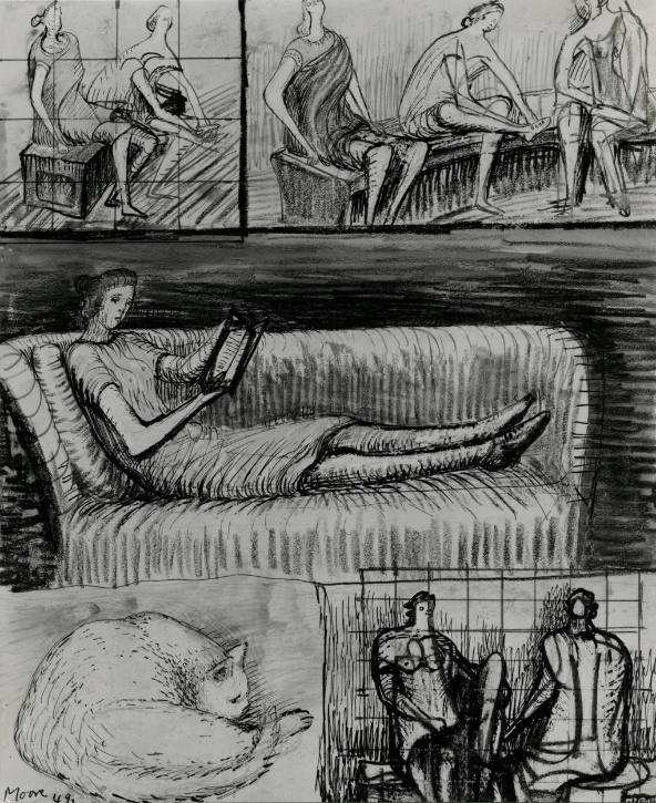Girl Reading and Seated Figures