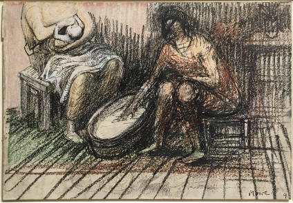 Two Women Bathing a Child