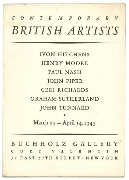 1945 New York, Buchholz Gallery, Contemporary British Artists