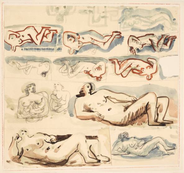 Ideas for Sculpture: Mother and Child and Reclining Figures