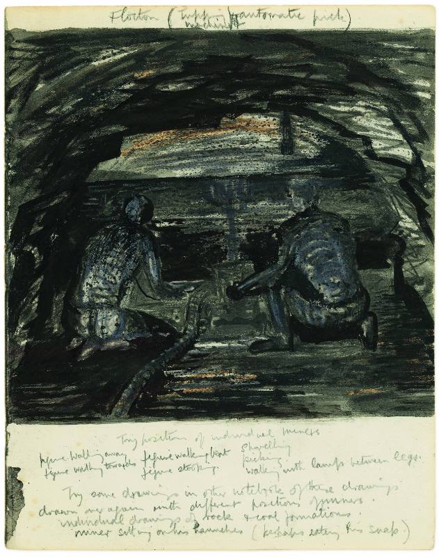 Two Miners with Tupping Machine in Flocton Colliery