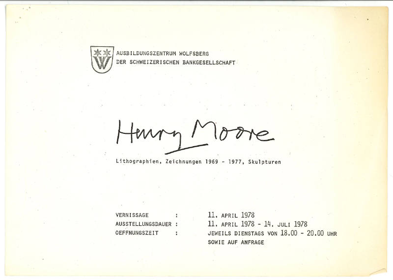 Henry Moore: Lithographien, Zeichnungen 1969-1977, Skulpturen. (Henry Moore: lithographs, drawings 1969-1977, sculptures).