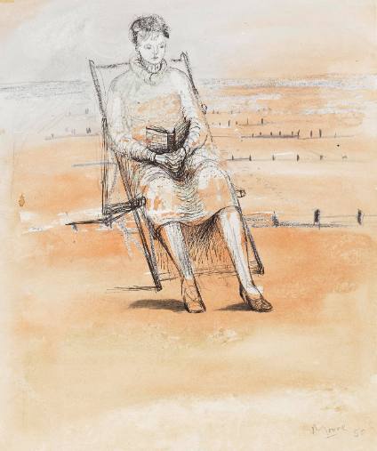 Woman in a Deck Chair on the Beach at Frinton