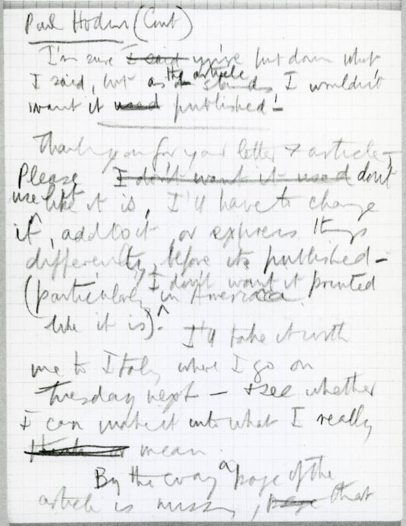 Letter to Paul Hodin (continuation)