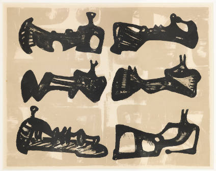 Six Reclining Figures with Buff Background