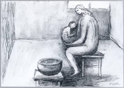 Mother Bathing Child