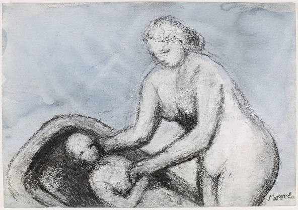 Woman Reading to Resting Figure