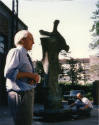 Noack Foundry, Henry Moore (left) and Hermann Noack III (right) with Large Standing Figure: Kni…