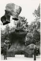 Noack Foundry, Henry Moore (right) overlooking the assembly of the Lincoln Center Reclining Fig…