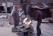 Noack Foundry, A Noack foundry assistant polishing the metal surface of Working Model for Three…