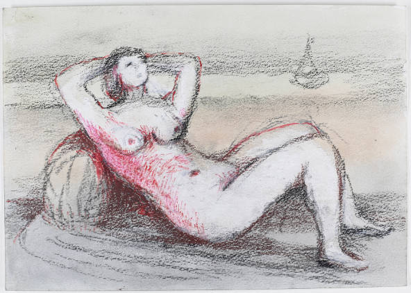 Reclining Nude on Beach