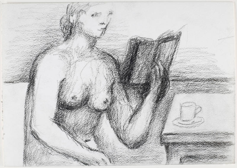 Woman Reading Book at Table