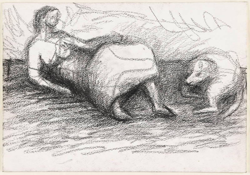 Draped Reclining Woman and Dog