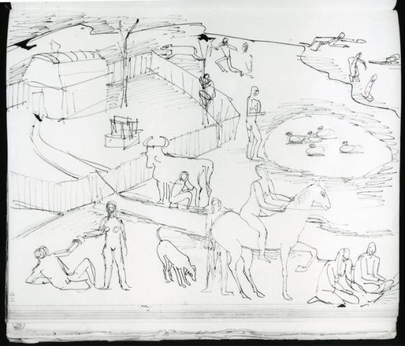 Figure and Animals in a Setting