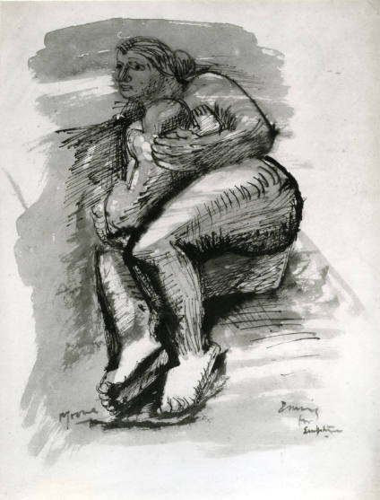 Drawing for Sculpture: Mother and Child