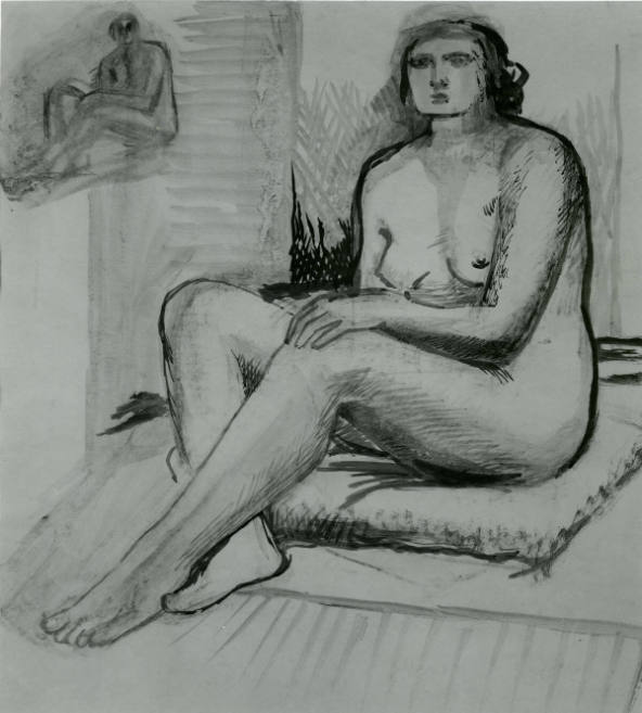 Nude Sitting on a Cushion