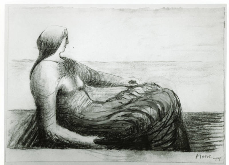 Draped Reclining Figure: Sea Background